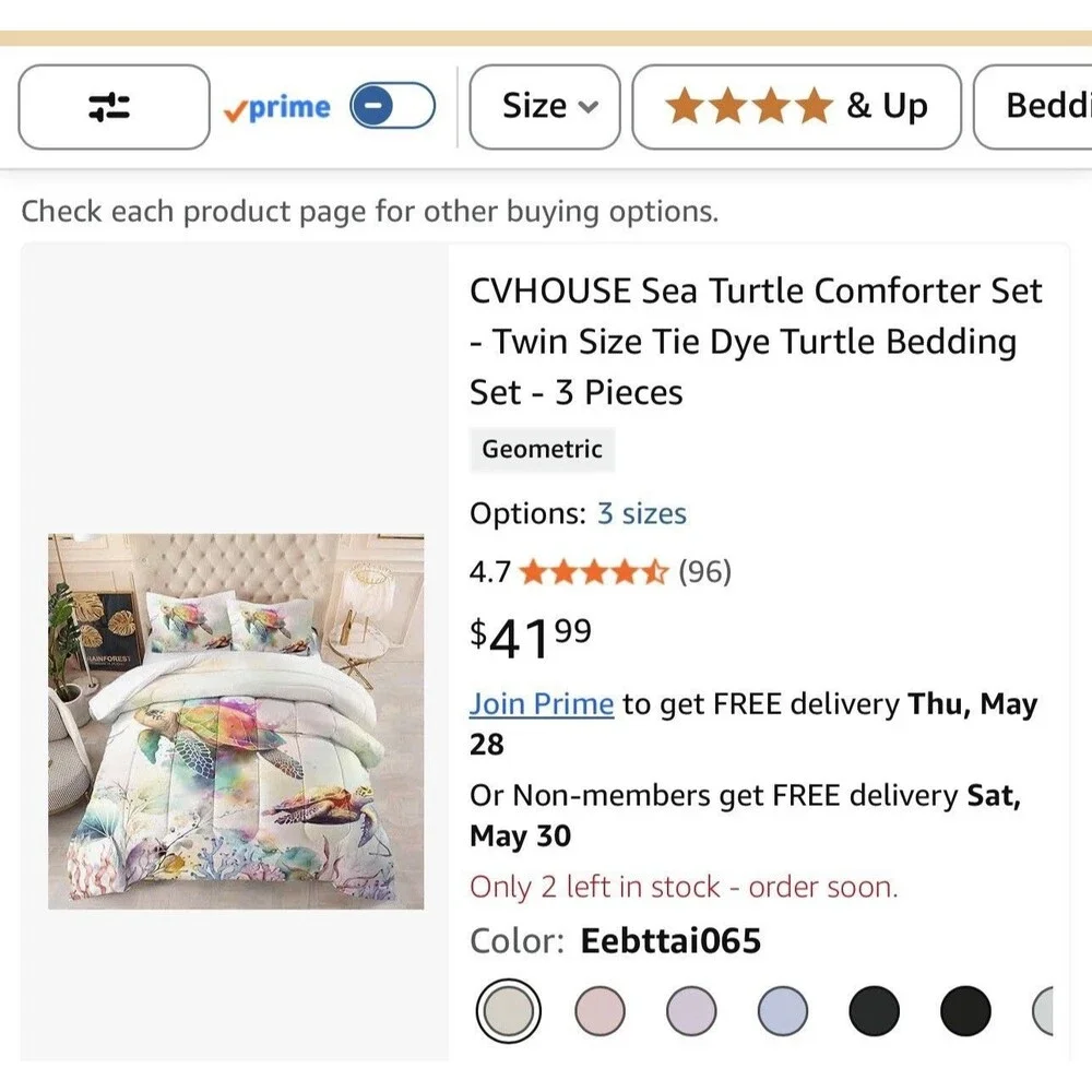 Twin Sea Turtle Comforter Set New 3 Piece Set